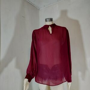 Torrid Deep Red Sheer Blouse